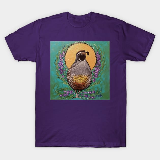 Quail sun lavender painting T-Shirt by StephaniePerryArt